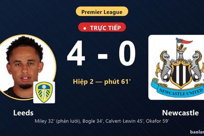 TRỰC TIẾPTrực tiếp Leeds vs Newcastle: Leeds nới rộng cách biệt 4-0
