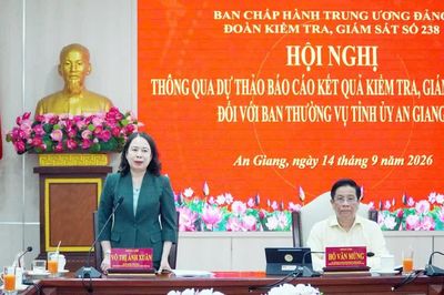 Phó Chủ tịch nước Võ Thị Ánh Xuân làm việc với Ban Thường vụ Tỉnh ủy An Giang