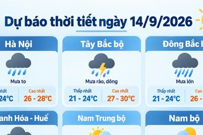 Thời tiết hôm nay 14/9: Đồng bằng Bắc bộ mưa to, Thanh Hóa - Hà Tĩnh có nơi mưa rất to