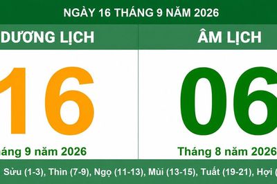 Lịch Âm Dương ngày 16/09/2026: Tra cứu giờ hoàng đạo đẹp cùng việc lành nên triển khai