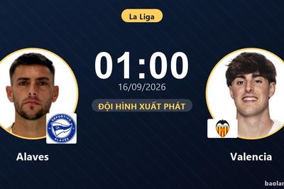 TRỰC TIẾPTrực tiếp Alaves vs Valencia: Đội hình xuất phát