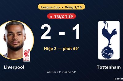 TRỰC TIẾPTrực tiếp Liverpool vs Tottenham: Tottenham rút ngắn cách biệt 2-1