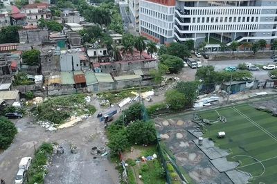 Cận cảnh tuyến Phạm Hùng - Lê Đức Thọ bắt đầu giải tỏa mặt bằng chuẩn bị thi công