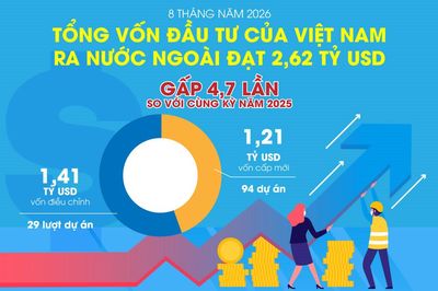 Đầu tư của Việt Nam ra nước ngoài đạt 2,62 tỷ USD, gấp 4,7 lần so với cùng kỳ năm trước