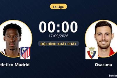 TRỰC TIẾPTrực tiếp Atletico Madrid vs Osasuna: Atletico Madrid kiểm soát thế trận, chưa có bàn thắng