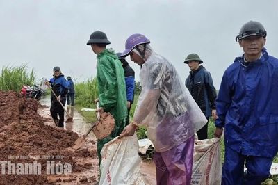 Huy động lực lượng hộ đê bao sông Cầu Chày