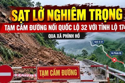 Sạt lở nghiêm trọng, tạm cấm đường nối Quốc lộ 32 với Tỉnh lộ 174 qua xã Phình Hồ
