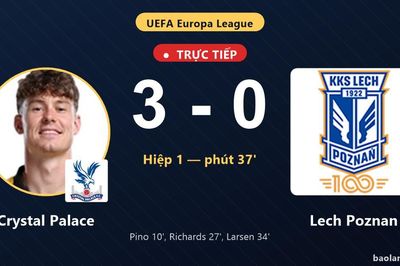 TRỰC TIẾPTrực tiếp Crystal Palace vs Lech Poznan: Hết hiệp 1, Crystal Palace dẫn 3-0
