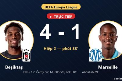 TRỰC TIẾPTrực tiếp Beşiktaş vs Marseille: Beşiktaş nới rộng cách biệt 4-1