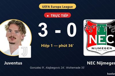 TRỰC TIẾPTrực tiếp Juventus vs NEC Nijmegen: Hết hiệp 1, Juventus dẫn 3-0