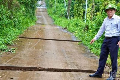 Lâm Đồng: Sụt lún trên tuyến đường kết nối Quốc lộ 28