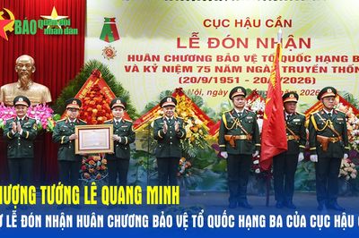 Thượng tướng Lê Quang Minh dự Lễ đón nhận Huân chương Bảo vệ Tổ quốc hạng Ba của Cục Hậu cần