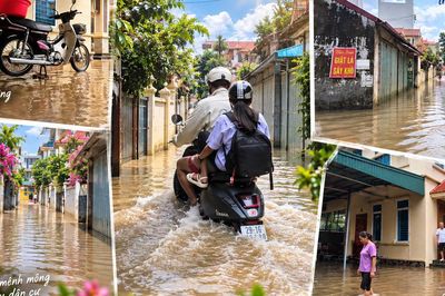 Hà Nội: Nắng đã lên nhưng hàng trăm cư dân vẫn bì bõm trong nước
