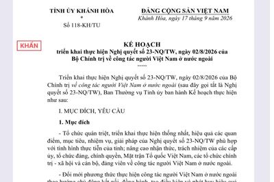Ban Thường vụ Tỉnh ủy ban hành kế hoạch triển khai thực hiện Nghị quyết số 23 của Bộ Chính trị về công tác người Việt Nam ở nước ngoài