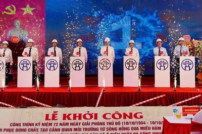 Khởi công khôi phục dòng chảy, tạo cảnh quan môi trường 13,7km sông Hồng