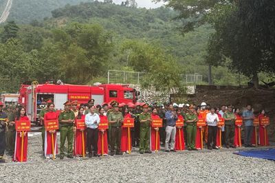 Nhà máy Thủy điện Đa Nhim tổ chức thực tập phương án chữa cháy, cứu nạn, cứu hộ