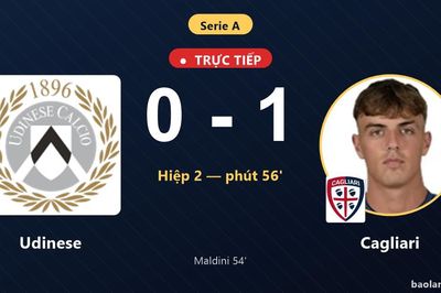 TRỰC TIẾPTrực tiếp Udinese vs Cagliari: Cagliari mở tỷ số