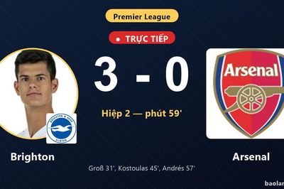 TRỰC TIẾPTrực tiếp Brighton vs Arsenal: Brighton nới rộng cách biệt 3-0