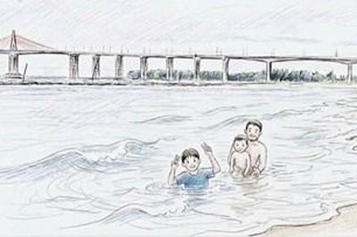 Bãi biển dưới chân cầu