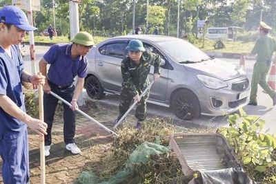 Xã Sóc Sơn ra quân tổng vệ sinh môi trường, chỉnh trang mỹ quan đô thị