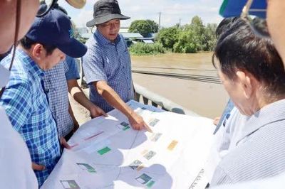 Đồng chí Nguyễn Phước Thiện khảo sát công tác chủ động ứng phó với lũ, triều cường