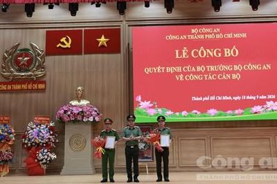 Công bố quyết định bổ nhiệm Thủ trưởng Cơ quan An ninh điều tra và Thủ trưởng Cơ quan Thi hành án hình sự Công an TPHCM