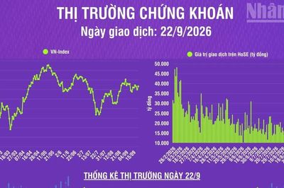 [Infographic] Chứng khoán ngày 22/9: VN-Index tăng 17,26 điểm, thanh khoản thị trường giảm