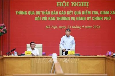 Thông qua dự thảo Báo cáo kết quả kiểm tra, giám sát đối với Ban Thường vụ Đảng ủy Chính phủ