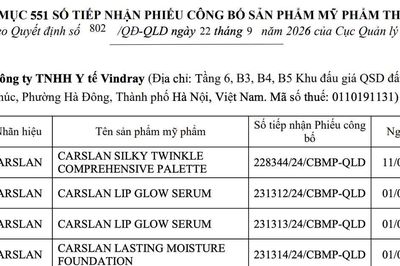 Thu hồi 551 số tiếp nhận công bố mỹ phẩm của 24 công ty