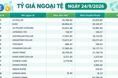 Tỷ giá ngoại tệ ngày 24/9: GBP trên 35.000 đồng, USD vượt 26.000 đồng