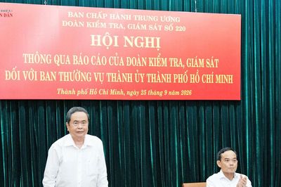 Chủ tịch Quốc hội Trần Thanh Mẫn chủ trì Hội nghị thông qua dự thảo Báo cáo kiểm tra, giám sát đối với Ban Thường vụ Thành ủy Thành phố Hồ Chí Minh