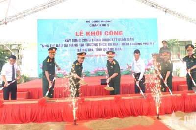 Thượng tướng Trương Thiên Tô dự khởi công xây dựng công trình đoàn kết quân dân tại Quảng Ngãi