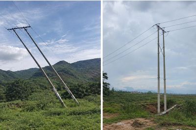 Kiến nghị khắc phục sự cố cột điện bị nghiêng, bảo đảm an toàn trước mùa mưa bão