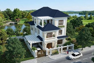 Chi phí nhà mái Nhật 3 tầng 90m² tân cổ điển bao nhiêu?