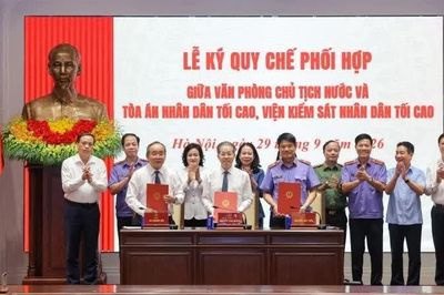 Lễ ký Quy chế phối hợp giữa Văn phòng Chủ tịch nước và Tòa án nhân dân tối cao, Viện Kiểm sát nhân dân tối cao
