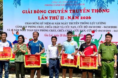 Giải bóng chuyền truyền thống năm 2026: Phòng Cảnh sát PCCC và CNCH giành giải nhất