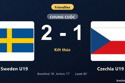 Thống kê trận đấu Sweden U19 2-1 Czechia U19: L. Arrhov tỏa sáng, Sweden U19 giành trọn 3 điểm