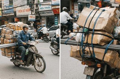 Chở hàng cồng kềnh bằng xe máy: Tiện một chuyến, nguy hiểm cả đường