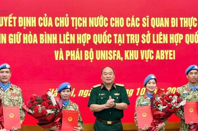 Thêm 4 sĩ quan đi thực hiện nhiệm vụ gìn giữ hòa bình Liên Hợp Quốc