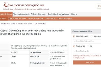 Thủ tục cấp lại giấy chứng nhận quyền sử dụng đất bị mất thuộc thẩm quyền cấp xã tại Hà Nội