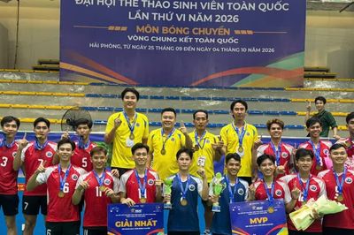 Đội bóng chuyền nam ĐH Trà Vinh vô địch Đại hội Thể thao sinh viên toàn quốc