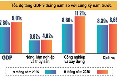 9 tháng năm 2026: GDP tăng 9,01%, tiến gần đến mục tiêu tăng trưởng hai con số