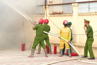 Xã Sơn Đồng tổ chức diễn tập chữa cháy cứu nạn cứu hộ