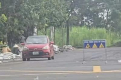 TikToker đăng clip ô tô con 'lu lèn' mặt đường, chính quyền yêu cầu làm rõ động cơ