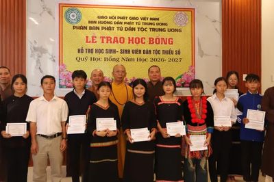 Đắk Lắk: Phân ban Phật tử Dân tộc Trung ương trao học bổng đến học sinh dân tộc thiểu số, năm học 2026-2027