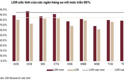 Tỷ lệ LDR tăng theo công thức mới, trần 95% vẫn rộng với phần lớn ngân hàng