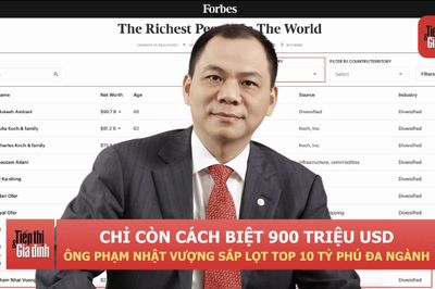 Ông Phạm Nhật Vượng sắp lọt top 10 tỷ phú đa ngành, chỉ còn cách biệt 900 triệu USD