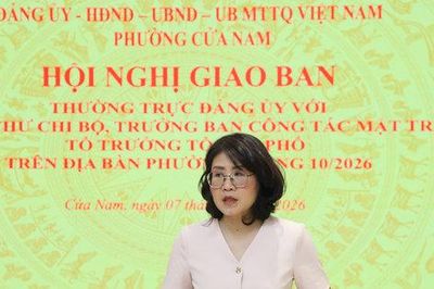 Thường trực Đảng ủy phường Cửa Nam giao ban với bí thư chi bộ, tổ trưởng tổ dân phố tháng 10-2026