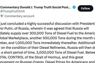Ông Trump: Nga đồng ý cung cấp hàng triệu tấn dầu diesel cho Mỹ và thế giới