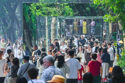 Người Hà Nội đổ về trải nghiệm cầu cạn, 'đường hầm thị giác' bên hồ Hoàn Kiếm